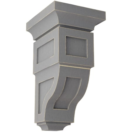 Ekena Millwork 4"W x 4 3/4"D x 8"H Small Reyes Wood Vintage Decor Corbel, Pebble Grey CORWD04X04X08RYPG